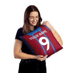 Woman Hugging Our Personalised Football Cushion - Aston Villa 1993