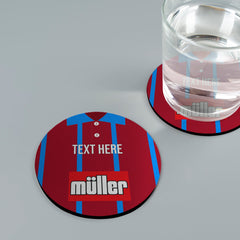 Aston Villa 1993 Home Shirt - Personalised Drink Coaster - Square Or Circle