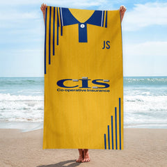Blackburn - 1990 Away Shirt - Personalised Retro Beach Towel - 150cm x 75cm