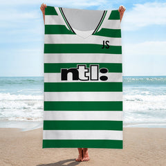Celtic - 2001 Home Shirt - Personalised Retro Beach Towel