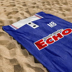 Cardiff -1992 HOME Shirt - Personalised Retro Beach Towel - 150cm x 75cm