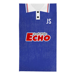 Cardiff -1992 HOME Shirt - Personalised Retro Beach Towel - 150cm x 75cm
