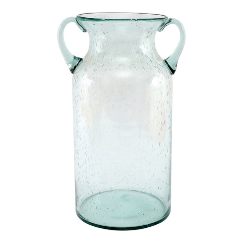 Glass Flower Vase with Handles Daisy Bubble Design 25cm