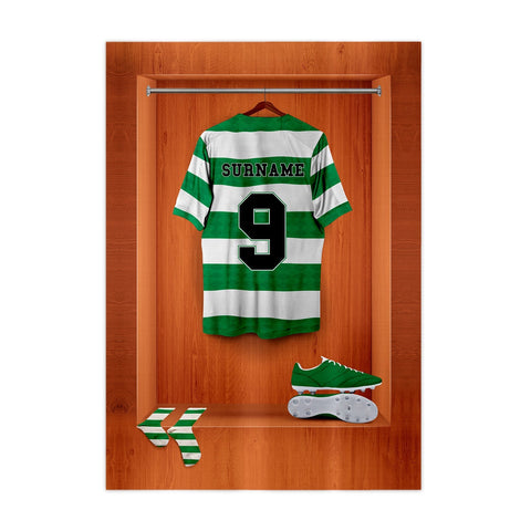 Celtic Retro 88 Retro Shirt Dressing Room - A4 Metal Print Sign Plaque - Frame Options Available