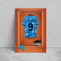 England 90 Retro Shirt Dressing Room - A4 Metal Print Sign Plaque - Frame Options Available