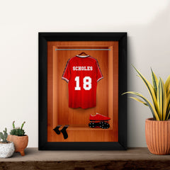 Manchester Red - '99 Retro Shirt Dressing Room - A4 Metal Sign Plaque - Frame Options Available