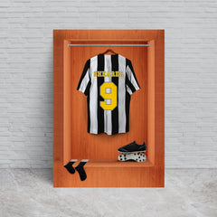 Newcastle '96 Retro Shirt Dressing Room - A4 Metal Sign Plaque - Frame Options Available