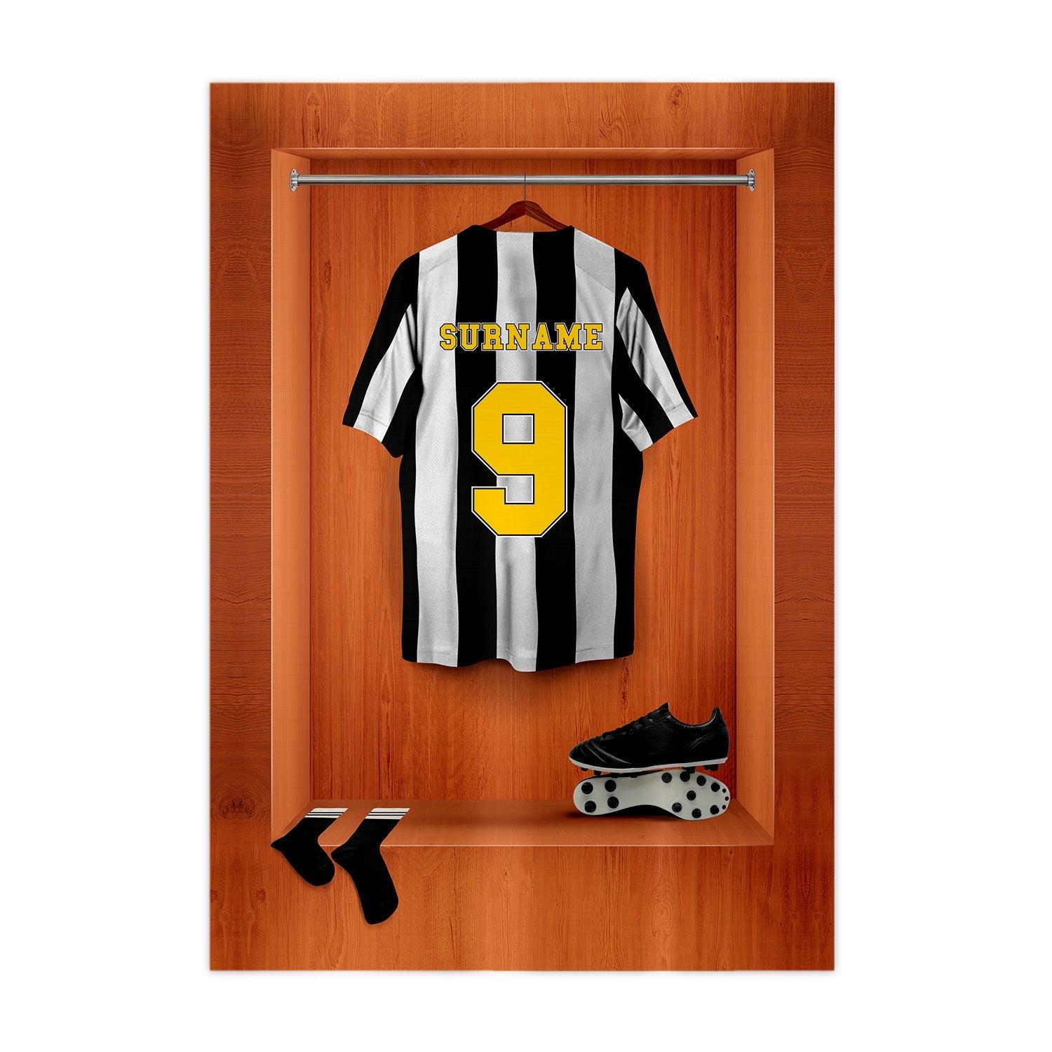 Newcastle '96 Retro Shirt Dressing Room - A4 Metal Sign Plaque - Frame Options Available