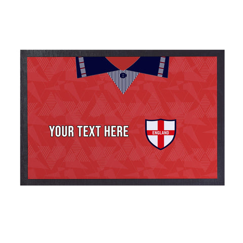 England 1990 Away Shirt - Personalised Retro Door Mat - 60cm x 40cm