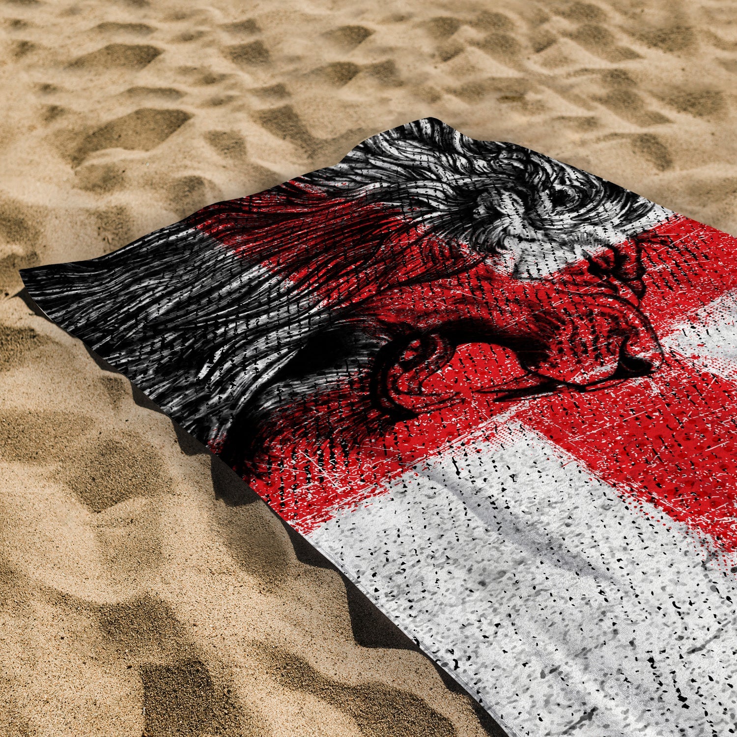 England St George Lion Sketch Euros Lightweight, Microfibre Beach Towel - 150cm x 75cm