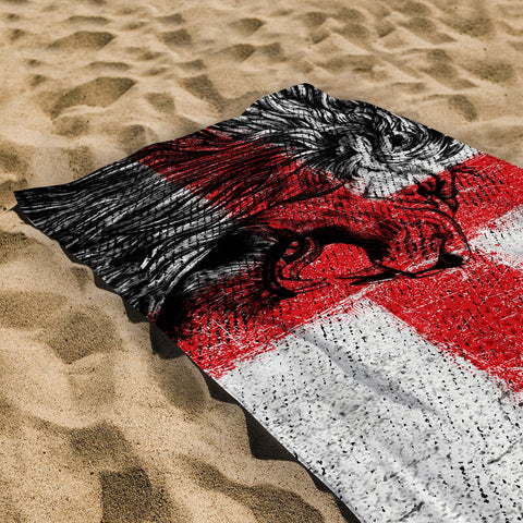 England St George Lion Sketch Euros Lightweight, Microfibre Beach Towel - 150cm x 75cm
