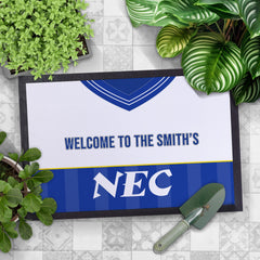 Everton 1986 Home  Shirt - Personalised Retro Door Mat - 60cm x 40cm