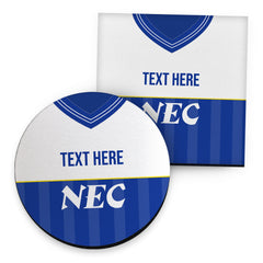 Everton 1986 Home Shirt - Personalised Drink Coaster - Square Or Circle