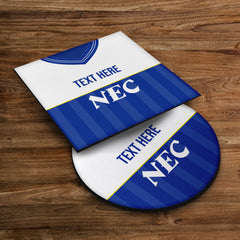 Everton 1986 Home Shirt - Personalised Drink Coaster - Square Or Circle