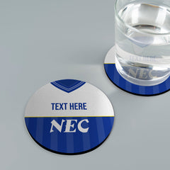 Everton 1986 Home Shirt - Personalised Drink Coaster - Square Or Circle