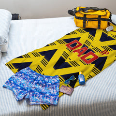 DAD - The Gooners - 1992 Away - Personalised Lightweight, Microfibre Retro Beach Towel - 150cm x 75cm