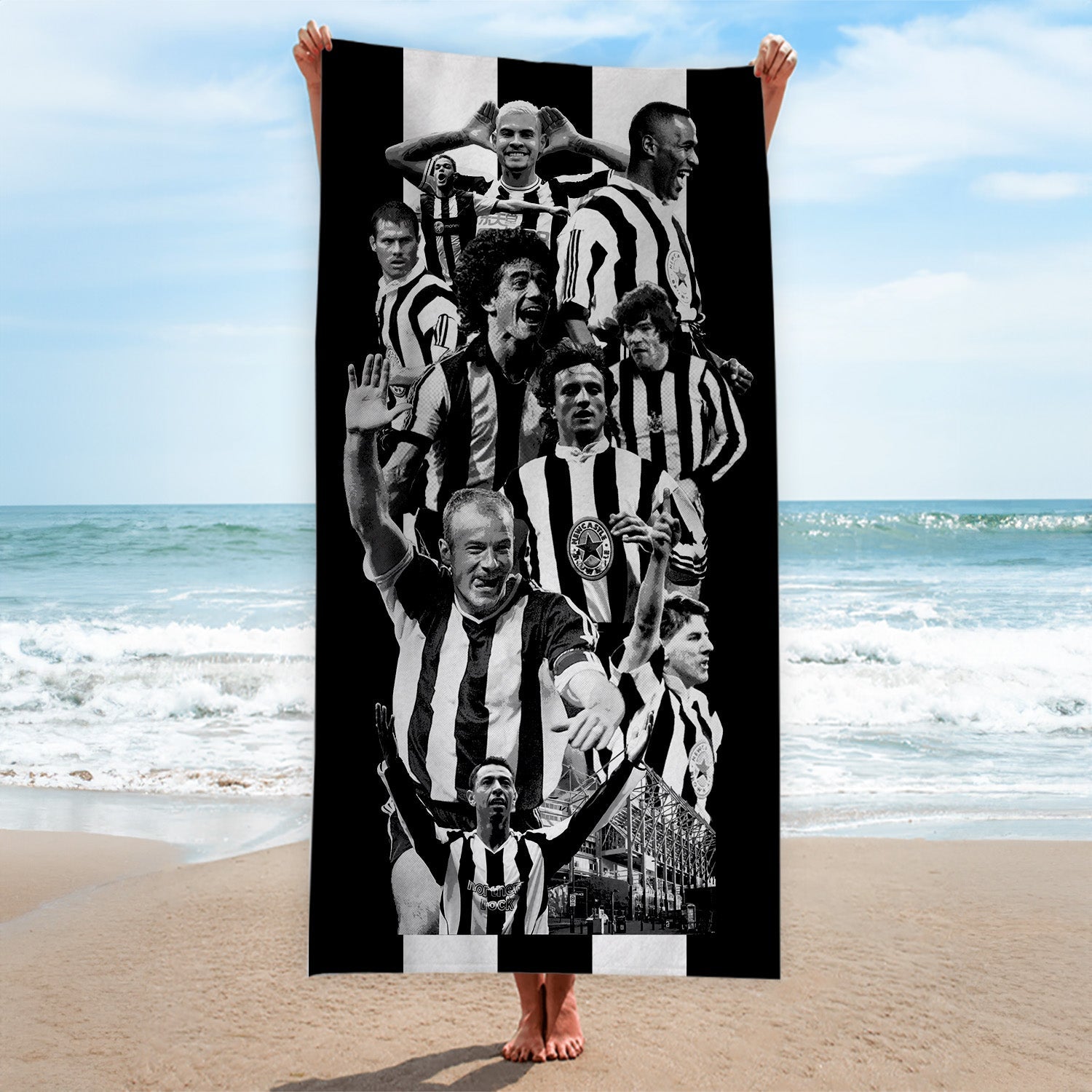 Newcastle Montage - Football Legends - Beach Towel - 150cm x 75cm
