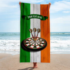 Ireland Darts towel - Personalised Lightweight, Microfibre Retro Beach Towel - 150cm x 75cm