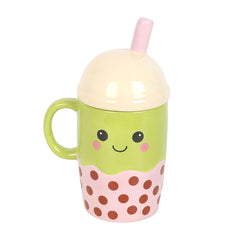 Kawaii Bubble Tea Lidded Mug