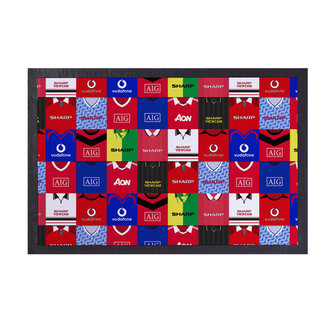 Manchester Red Kit Montage - Retro Door Mat - 60cm x 40cm