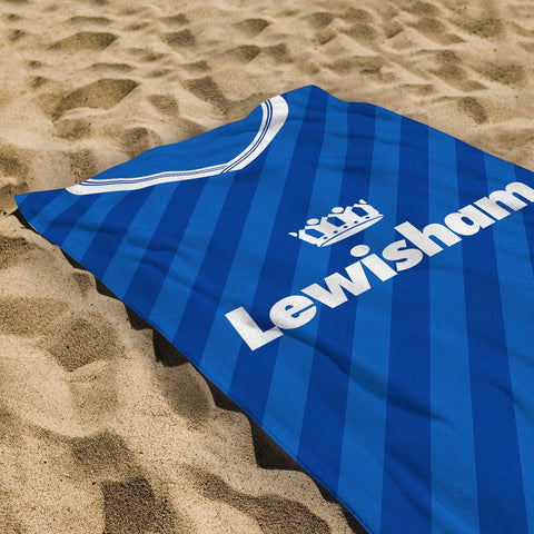 Millwall-- 1987 Home Shirt - Personalised Lightweight, Microfibre Retro Beach Towel - 150cm x 75cm