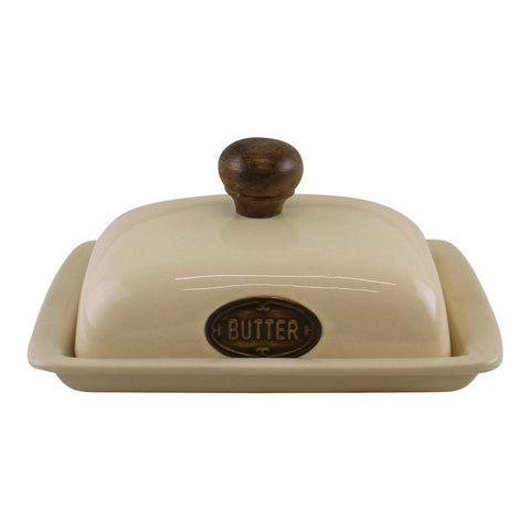 Country Cottage Cream Ceramic Butter Dish