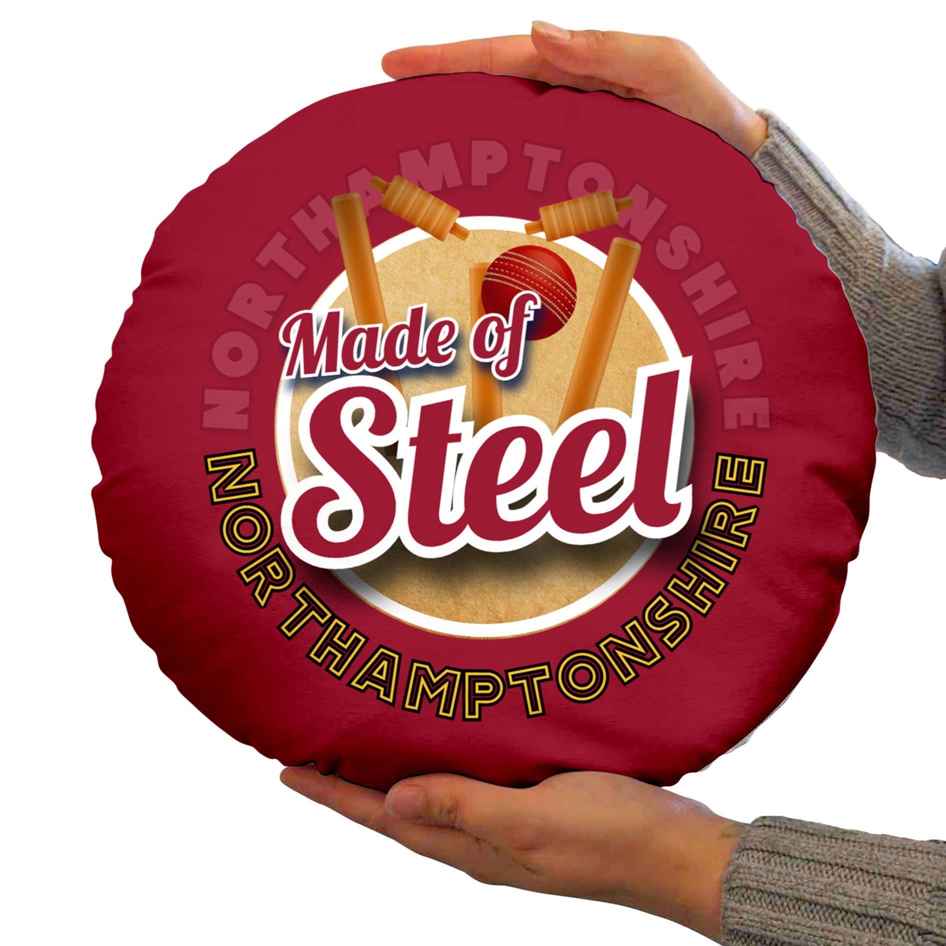 Northamptonshire Cricket Steel  - Legend Collection - Circle Cushion 14inch