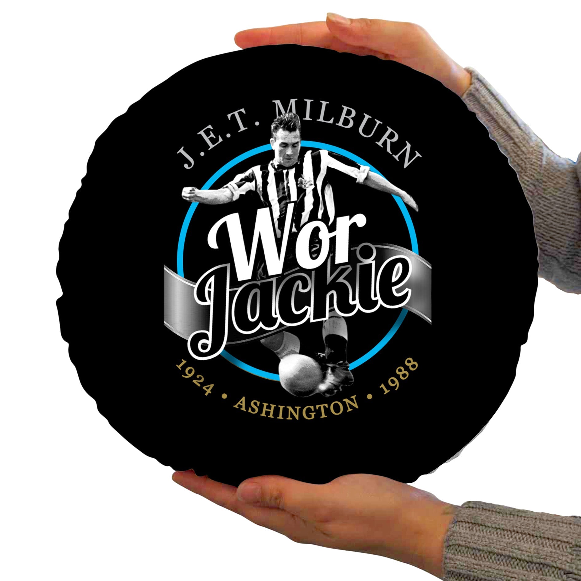 Newcastle Jackie Milburn- Football Legends - Circle Cushion 14inch
