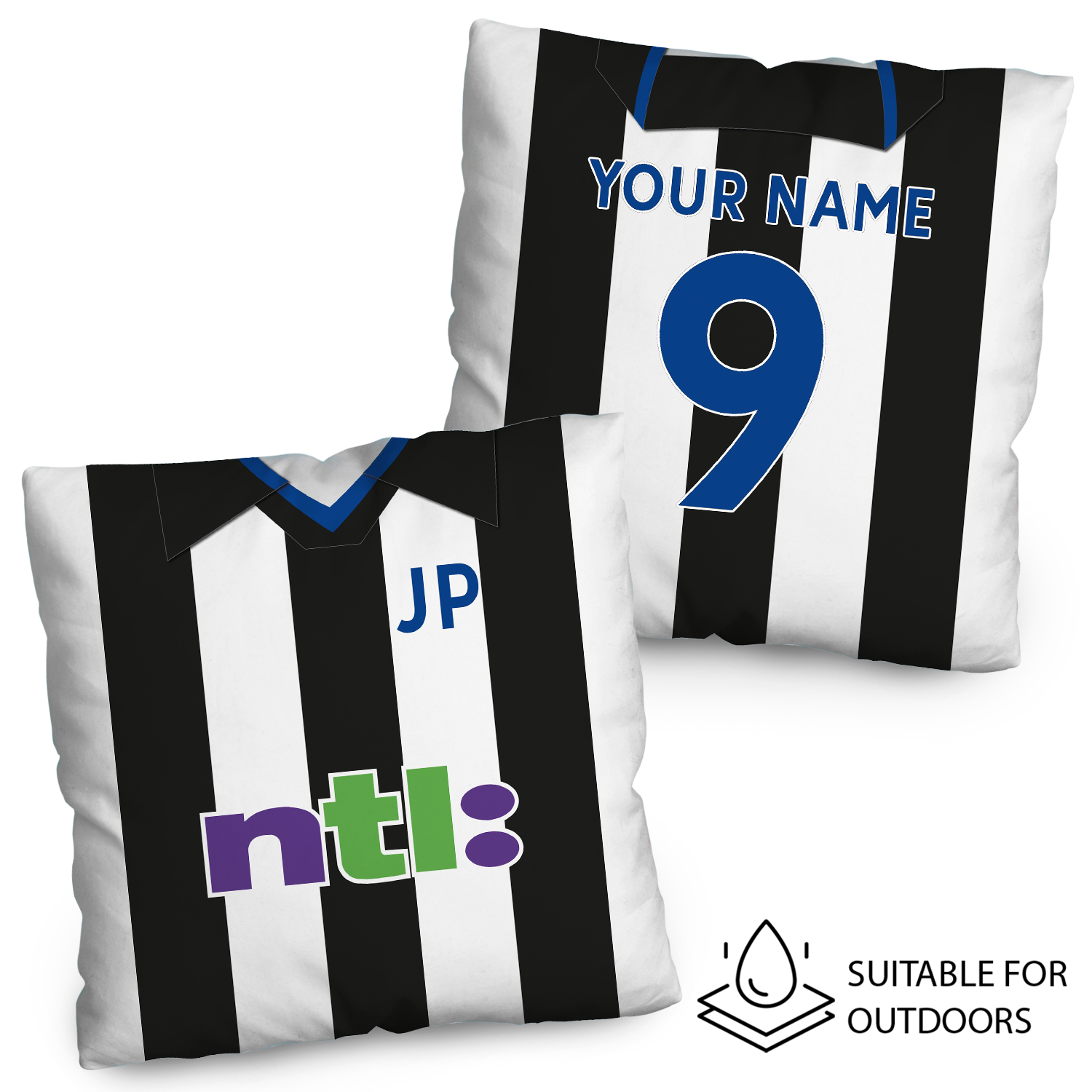 Newcastle - 2001 Home Shirt - 45cm or 61cm Retro Showerproof Outdoor Cushion