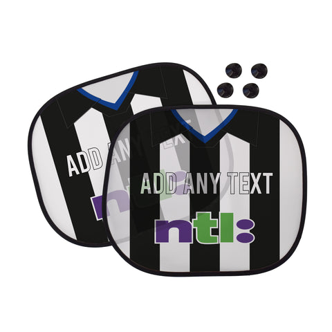 Newcastle 2001 Home Shirt - Personalised Retro Football Car Sun Shade - Set of 2