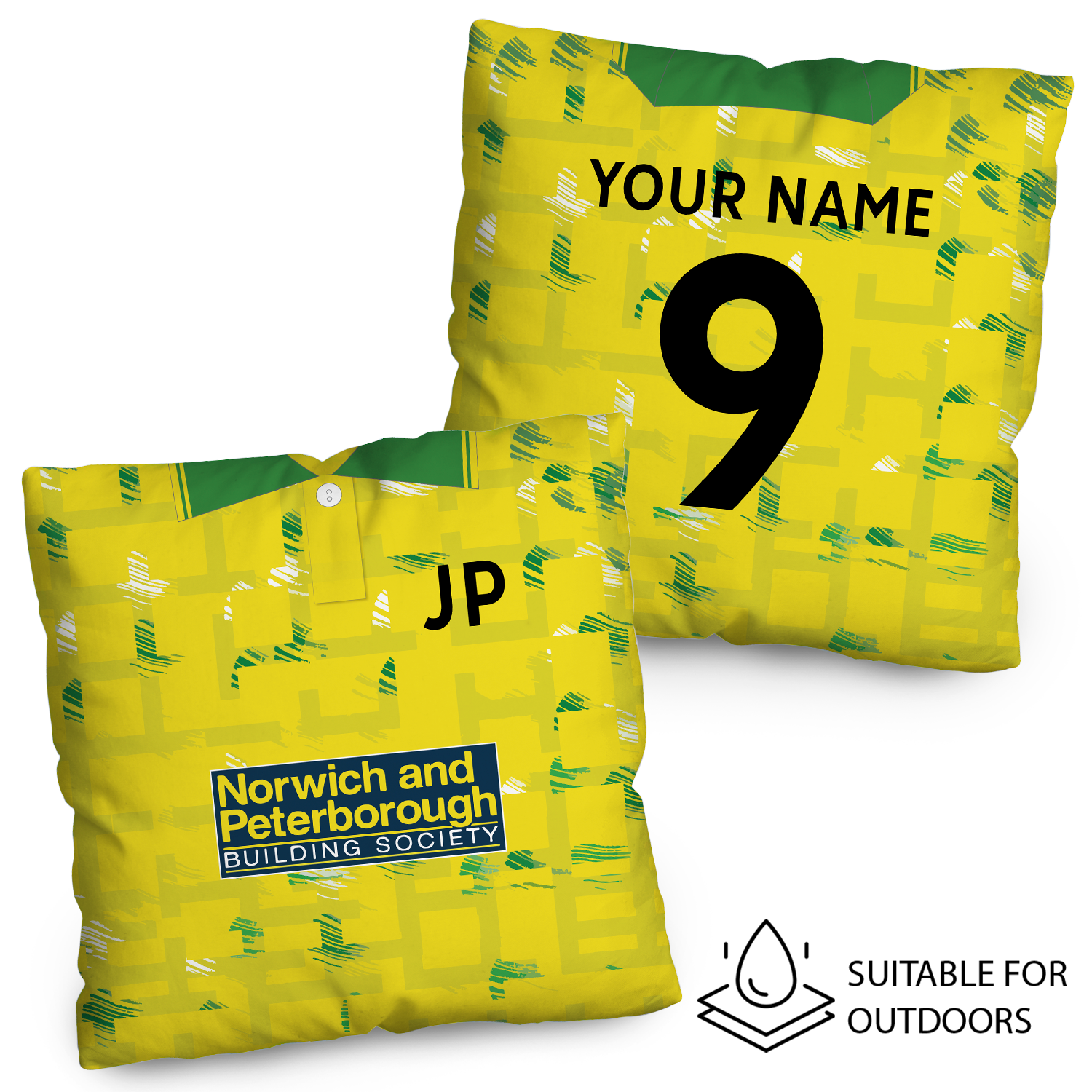 Norwich - 1994 Home Shirt - 45cm or 61cm Retro Showerproof Outdoor Cushion