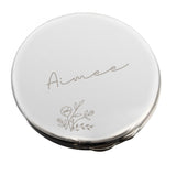 Personalised Floral Round Compact Mirror