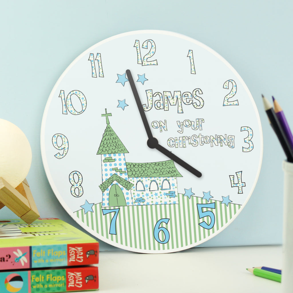 Personalised Church Boys Christening Clock