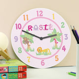 Personalised Pink Animal Alphabet Clock