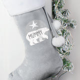 Personalised Polar Bear Luxury Silver Grey Stocking