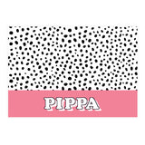 Personalised Pink Spots Dog Pet Bowl Mat