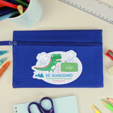 Personalised 'Be Roarsome' Dinosaur Blue Pencil Case