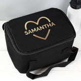 Personalised Gold Heart Pink Lunch Bag