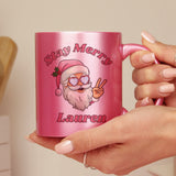 Personalised Stay Merry Santa Pink Mug