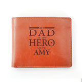 Personalised My Dad is My Hero Tan Leather Wallet