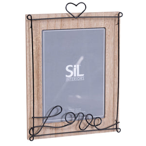 Wooden Photo Frame with Black Wire Love Script 5x7