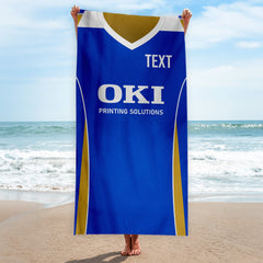 Portsmouth 2007 Home Shirt - Personalised Lightweight, Microfibre Retro Beach Towel - 150cm x 75cm