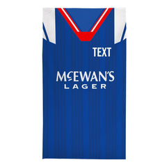 Rangers - 1992 Home Shirt - Personalised Retro Beach Towel - 150cm x 75cm