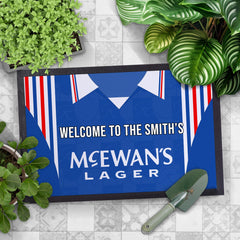 Rangers 1996 Home Shirt - Personalised Retro Door Mat - 60cm x 40cm