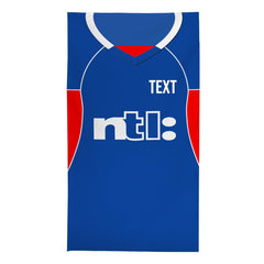 Rangers - 2001 Home Shirt - Personalised Retro Beach Towel - 150cm x 75cm