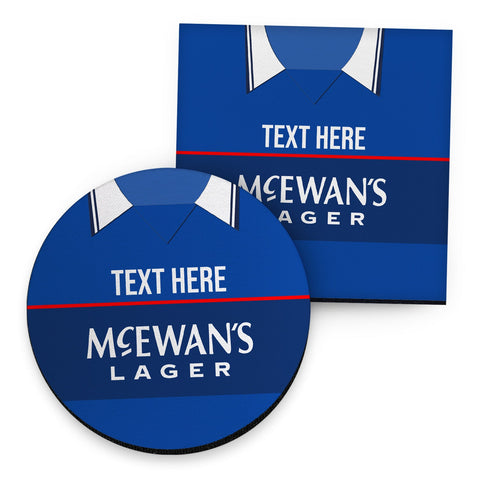 Rangers 1998 Home Shirt - Personalised Drink Coaster - Square Or Circle