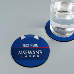 Rangers 1998 Home Shirt - Personalised Drink Coaster - Square Or Circle