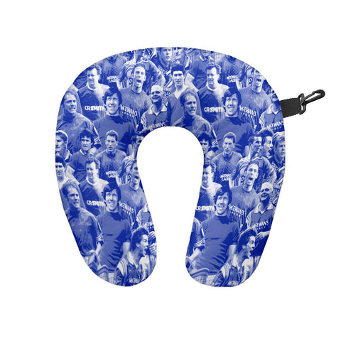 Rangers Montage - Retro Football Travel Pillow