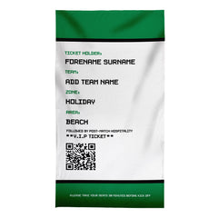 Football Ticket - Green - Personalised Lightweight, Microfibre Retro Beach Towel - 150cm x 75cm