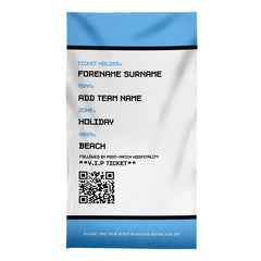 Football Ticket - Light Blue - Personalised Lightweight, Microfibre Retro Beach Towel - 150cm x 75cm